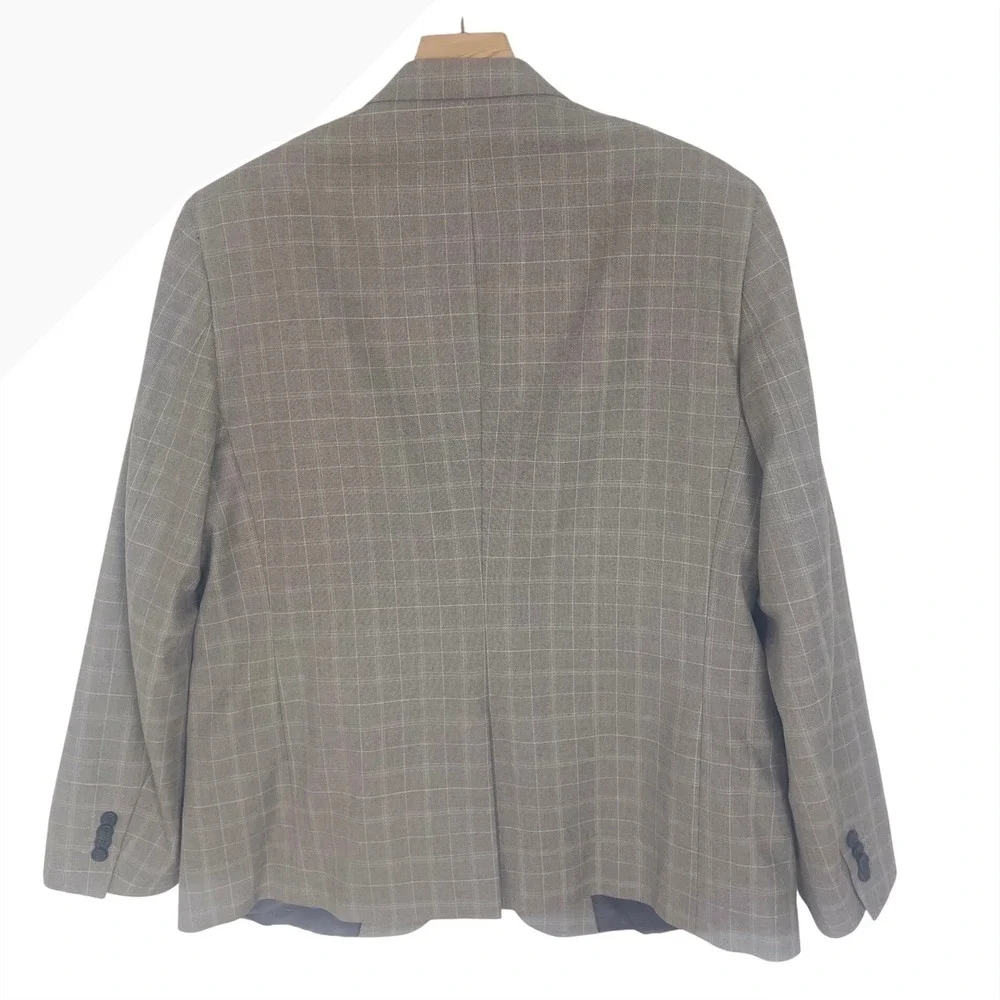 Banana Republic Mens Slim Fit Cotton Blend Sport Coat Jacket Gray Plaid 46R